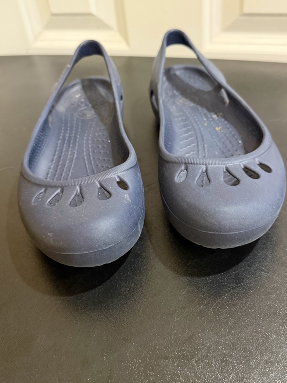 CROCS blue Slip-On Rubber Flats size 6
